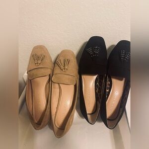 Kelly & Katie Block Heel Loafer Bundle Black & Tan Suede Size 8.5 & 9
